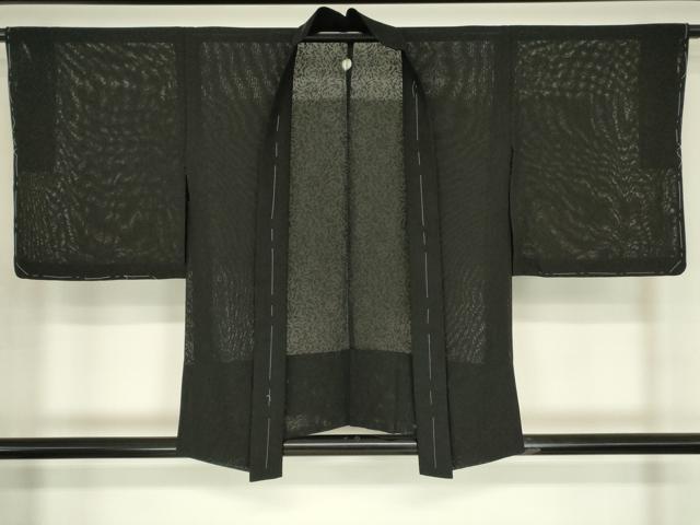 平和屋着物▽羽織 スリーシーズン 春夏秋 塵除け 花尽くし文 黒地 正絹 逸品 未使用 DABG0658az