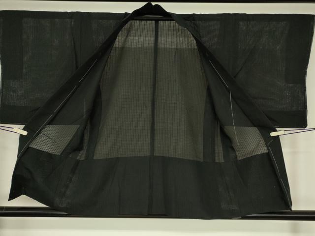 平和屋着物▽羽織 スリーシーズン 春夏秋 塵除け 格子 黒地 正絹 逸品 DABG0672az