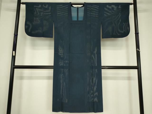 平和屋着物▽道行コート スリーシーズン 春夏秋 塵除け 二重紗 紺色 ロング丈 正絹 逸品 DABG0675az