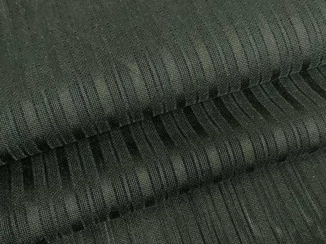 平和屋着物▽道行コート スリーシーズン 春夏秋 塵除け 二重紗 縞 黒色 ロング丈 正絹 逸品 DABG0676az