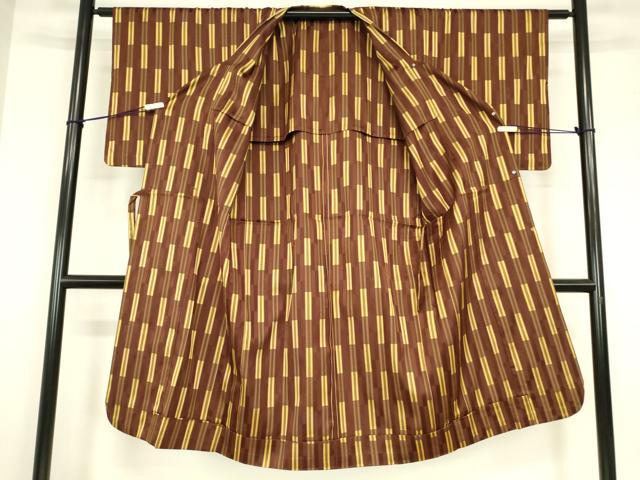 平和屋着物▽道行コート 雨コート 単衣 変わり市松文 ロング丈 正絹 逸品 DABG0679az