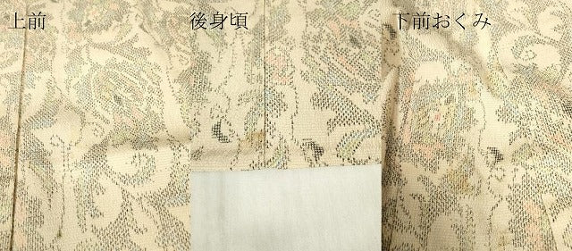 平和屋着物▽本塩沢 単衣 更紗花文 正絹 逸品 DABG0683az