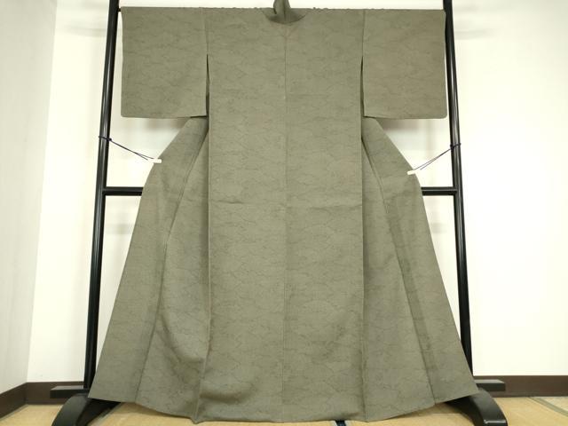 平和屋着物▽白鷹お召 単衣 松文 正絹 逸品 DABG0685az
