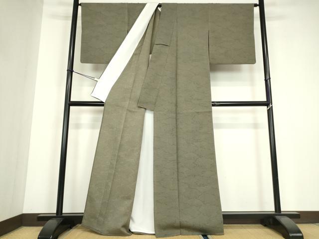 平和屋着物▽白鷹お召 単衣 松文 正絹 逸品 DABG0685az