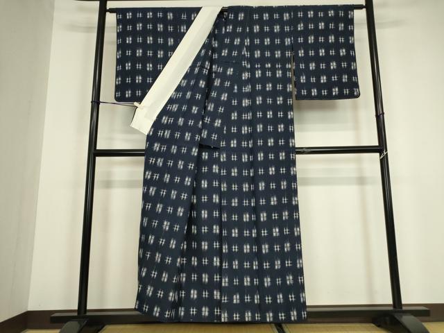平和屋着物▽上質な紬 単衣 絣文 正絹 逸品 DABG0688az