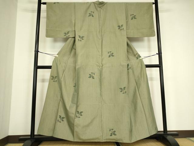 平和屋着物▽上質な紬 単衣 南天文 正絹 逸品 DABG0696az