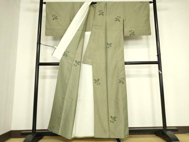 平和屋着物▽上質な紬 単衣 南天文 正絹 逸品 DABG0696az