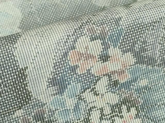 平和屋着物▽都喜ヱ門 本場大島紬 7マルキ 白泥 単衣 紫陽花 総絣 藤絹織物謹製 反端付き 正絹 逸品 DABG0698az