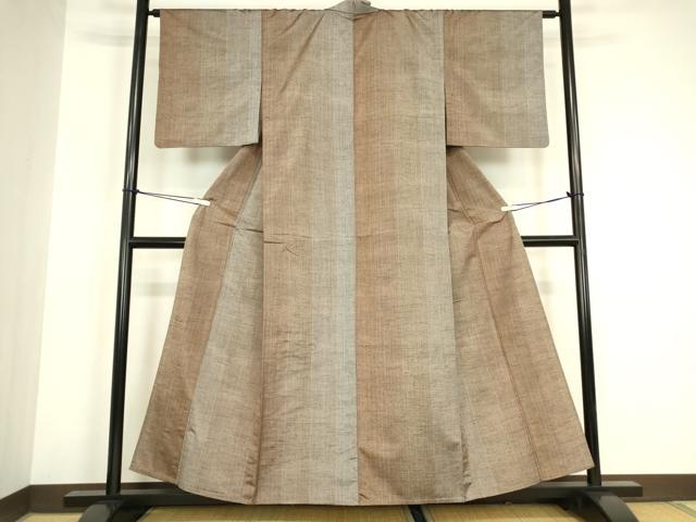 平和屋着物▽上質な紬 単衣 間道 正絹 逸品 DABG0701az