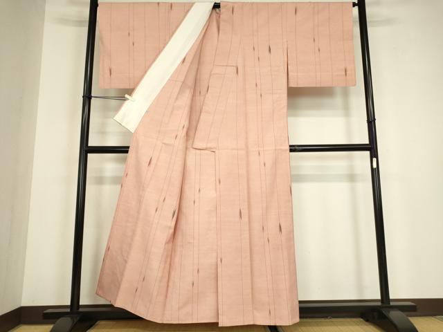 平和屋着物▽上質な紬 単衣 矢羽絣 正絹 逸品DABG0706az