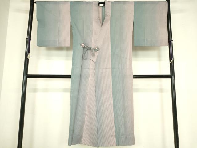 平和屋着物▽道中着 スリーシーズン 春夏秋 塵除け 縞 ロング丈 正絹 逸品 DABG0722az