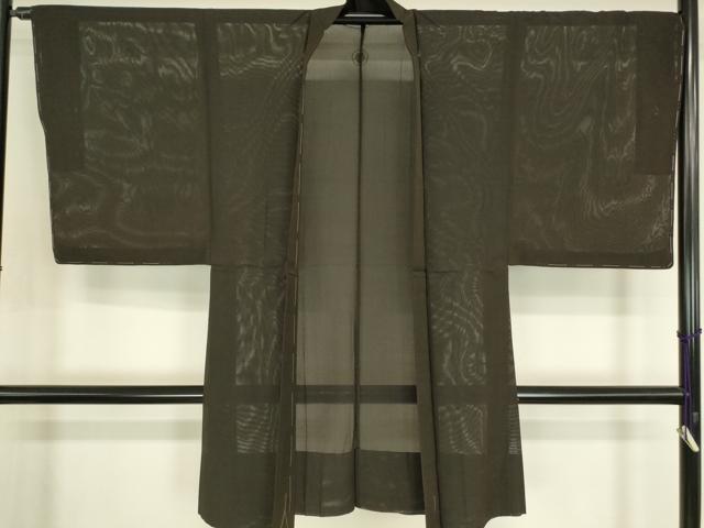 平和屋着物▽男性 黒紋付長羽織 スリーシーズン 春夏秋 塵除け 絽 黒色 正絹 逸品 DABG0747az