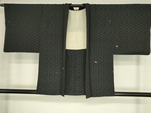 平和屋着物#羽織 寿光織 飛鳥文 黒地 金銀糸 正絹 逸品 DABG0750az