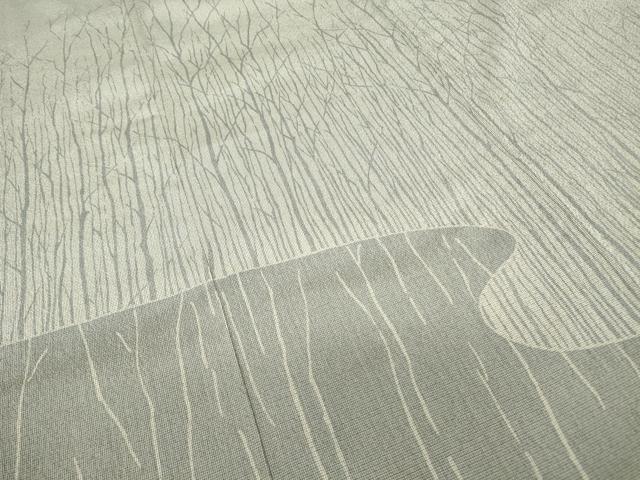 平和屋着物▽本塩沢 訪問着 単衣 やまだ織 樹林文 正絹 逸品 DABG0765az