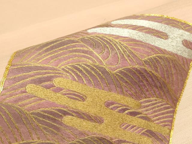平和屋着物▼中国三大刺繍 蘇州刺繍 総刺繍 太鼓柄袋帯 駒刺繍 色紙重ね文 金銀糸 正絹 逸品 DABG0792az