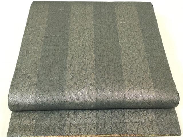 平和屋着物▼両面 六通柄袋帯 切嵌め 霞文 金糸 正絹 逸品 DABG0897az