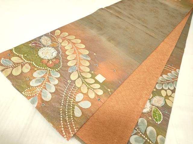 平和屋着物●太鼓柄袋帯 作家物 絞り 辻が花 金糸 正絹 逸品 DABG0903az