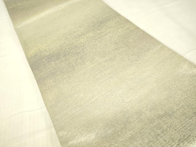 平和屋着物▼両面 全通柄袋帯 プラチナ 色紙重ね花文 正絹 逸品 DABG0931az