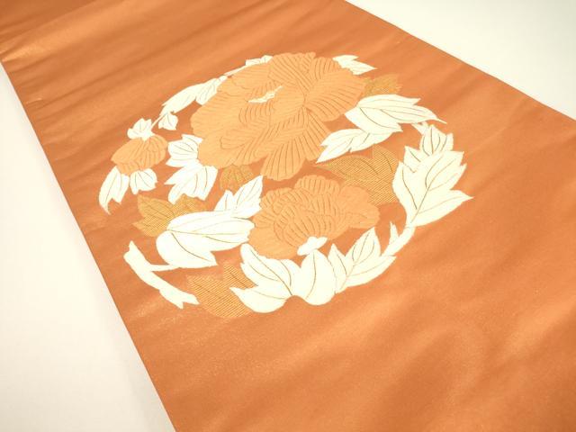平和屋着物▼総刺繍 太鼓柄袋帯 牡丹文 金糸 正絹 逸品 DABG0960az