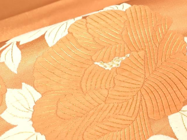 平和屋着物▼総刺繍 太鼓柄袋帯 牡丹文 金糸 正絹 逸品 DABG0960az
