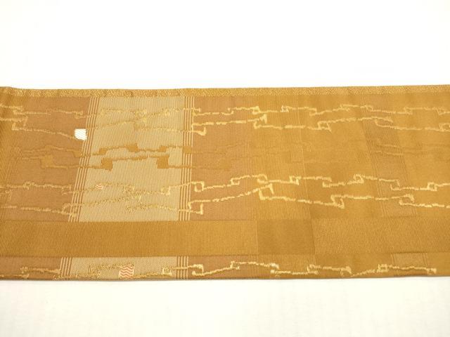 平和屋着物◎九寸名古屋帯 変わり間道 金糸 正絹 逸品 DABG1075xg