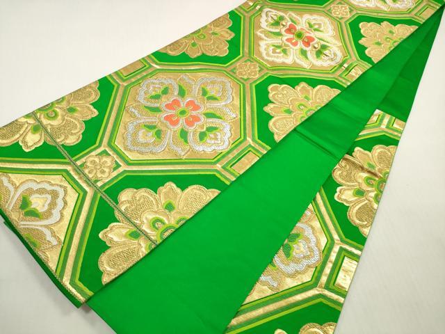 平和屋着物◎六通柄袋帯 唐織 蜀江正倉院花文 金銀糸 正絹 逸品 DABG1087xg