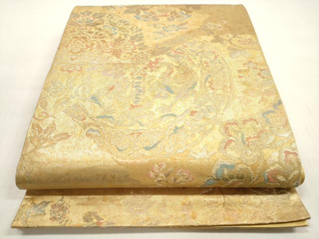 平和屋着物◎六通柄袋帯 七彩錦 花鳥丸文 金糸 手引二重箔 正絹 逸品 DABG1144xg