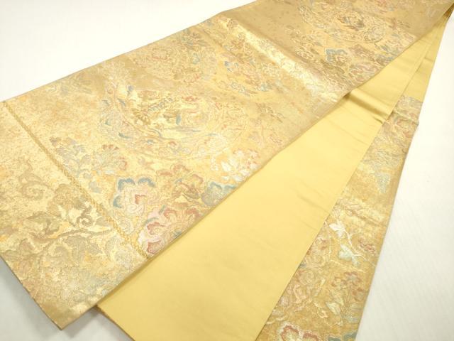 平和屋着物◎六通柄袋帯 七彩錦 花鳥丸文 金糸 手引二重箔 正絹 逸品 DABG1144xg