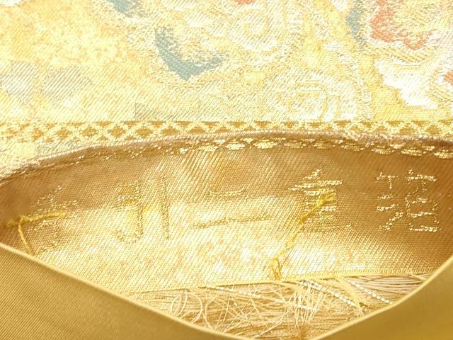 平和屋着物◎六通柄袋帯 七彩錦 花鳥丸文 金糸 手引二重箔 正絹 逸品 DABG1144xg