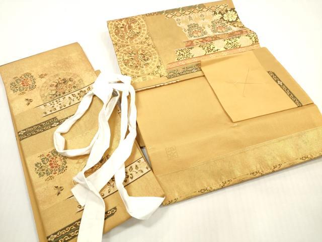 平和屋着物◎西陣 長谷川織物 つけ帯 狩猟花文 金糸 正絹 逸品 DABG1172xg
