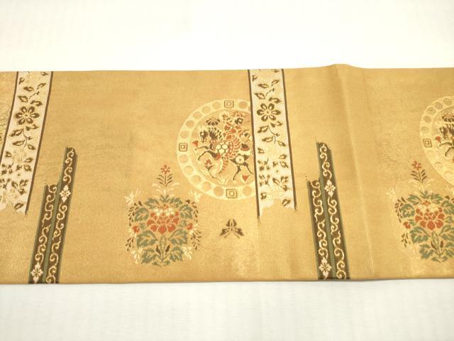 平和屋着物◎西陣 長谷川織物 つけ帯 狩猟花文 金糸 正絹 逸品 DABG1172xg