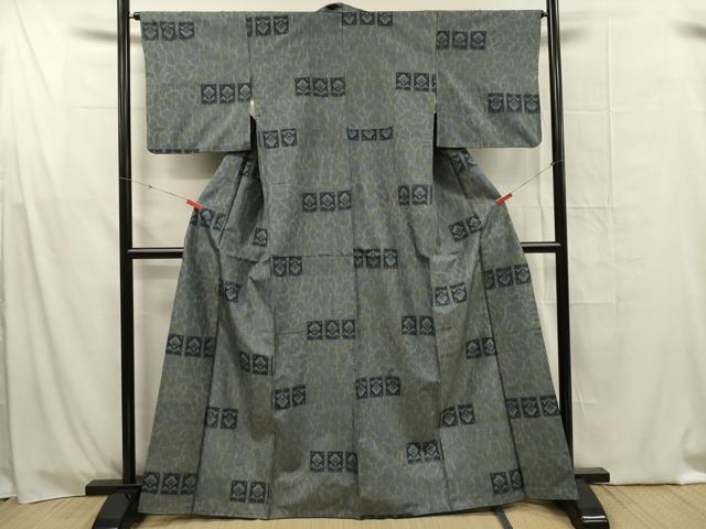 平和屋着物■本場村山大島紬 草花文 正絹 逸品 DABG1620ya
