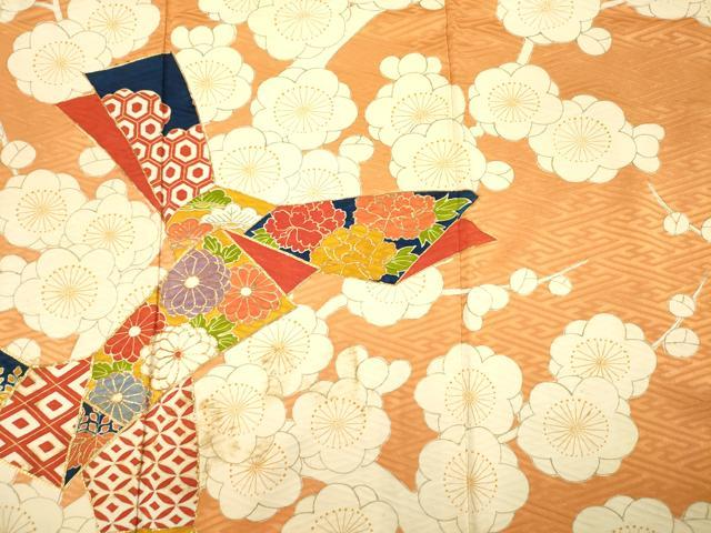 平和屋着物■小振袖 二尺袖 駒刺繍 吉祥花文 枝梅 正絹 逸品 DABG1621ya