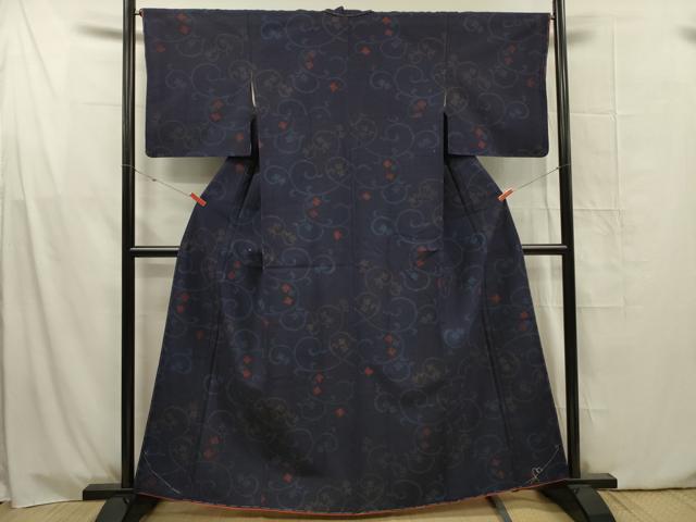 平和屋着物■上質な紬 花唐草文 正絹 逸品 DABG1633ya