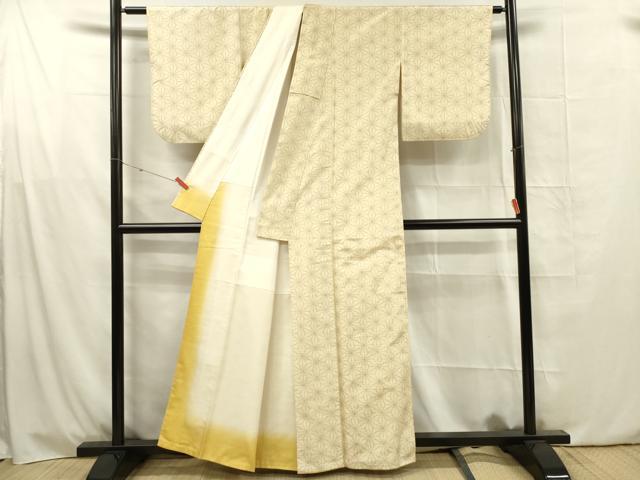 平和屋着物■上質な紬 麻の葉文様 正絹 逸品 DABG1635qa