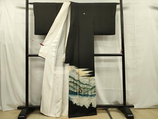 平和屋着物■豪華黒留袖 遠山風景文 暈し染め 金彩 正絹 逸品 DABG1648ya
