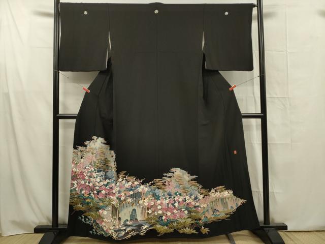平和屋着物■豪華黒留袖 作家物 風景花文 正絹 逸品 DABG1654ya