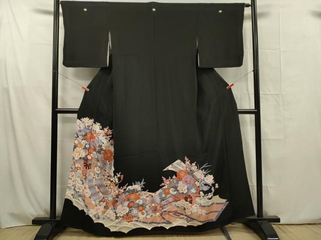平和屋着物■豪華黒留袖 駒刺繍 花車文 金彩 正絹 逸品 DABG1657ya