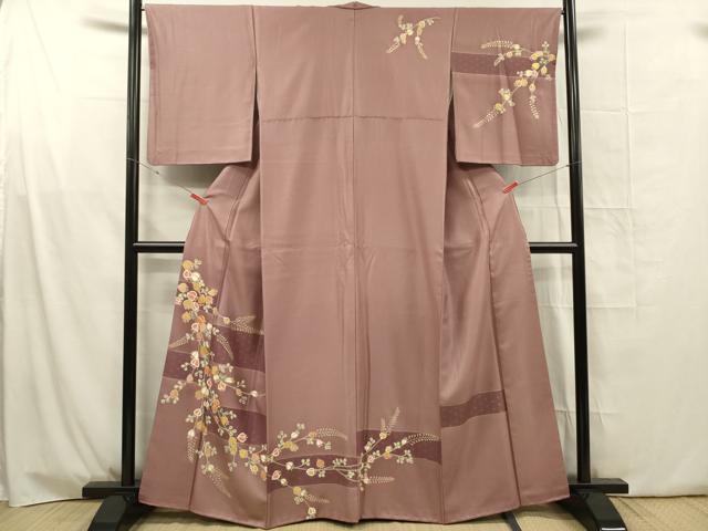 平和屋着物■訪問着 駒刺繍 枝垂れ藤 金彩 正絹 逸品 DABG1666ya