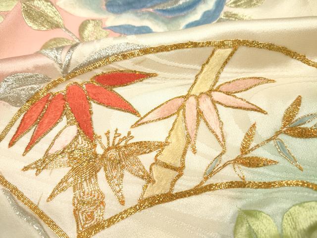 平和屋着物■豪華振袖 総刺繍 駒刺繍 草花文 暈し染め 金銀糸 正絹 逸品 DABG1683ya