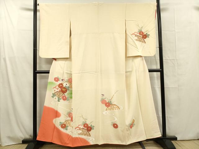 平和屋着物■訪問着 駒刺繍 籬花文 暈し染め 金彩 正絹 逸品 DABG1703ya