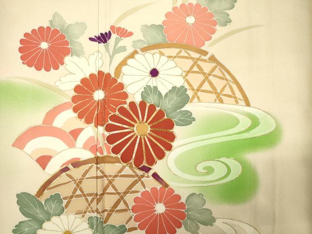 平和屋着物■訪問着 駒刺繍 籬花文 暈し染め 金彩 正絹 逸品 DABG1703ya
