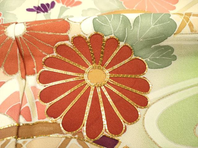 平和屋着物■訪問着 駒刺繍 籬花文 暈し染め 金彩 正絹 逸品 DABG1703ya