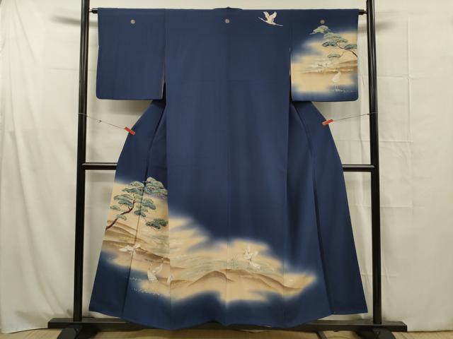 平和屋着物■訪問着 群れ鶴 枝松 暈し染め 金銀彩 正絹 逸品 DABG1705ya