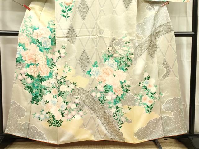 平和屋着物■訪問着 駒刺繍 牡丹 正絹 逸品 DABG1709ya