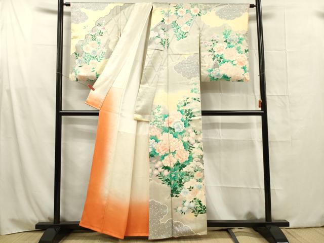 平和屋着物■訪問着 駒刺繍 牡丹 正絹 逸品 DABG1709ya