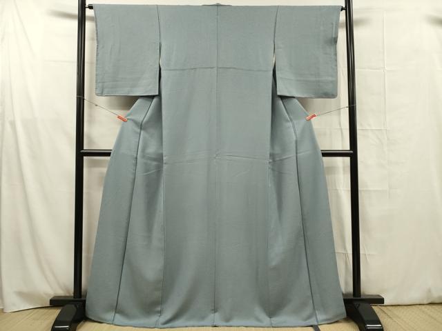 平和屋着物■上質な色無地 霞地紋 藍鼠色 正絹 逸品 DABG1718ya