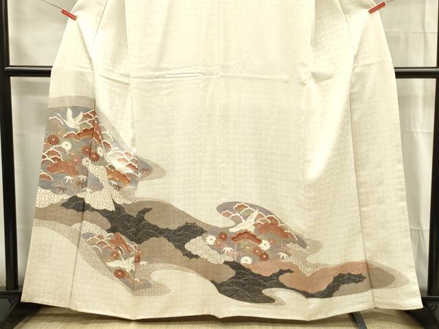 平和屋着物■豪華色留袖 駒刺繍 飛鶴花松文 金彩 正絹 逸品 DABG1723ya