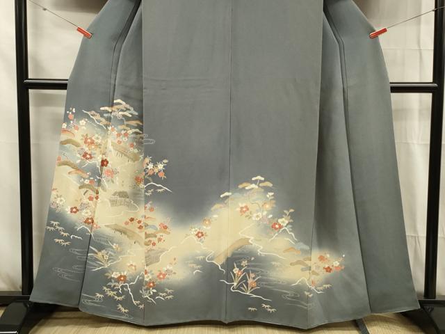 平和屋着物■訪問着 刺繍 風景花松文 暈し染め 金彩 正絹 逸品 DABG1725ya