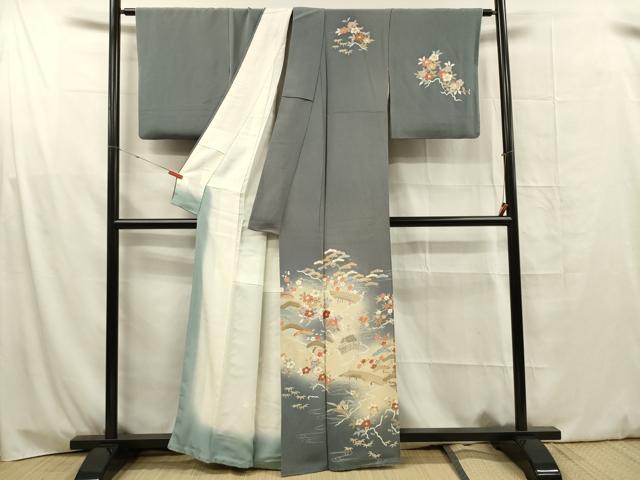 平和屋着物■訪問着 刺繍 風景花松文 暈し染め 金彩 正絹 逸品 DABG1725ya